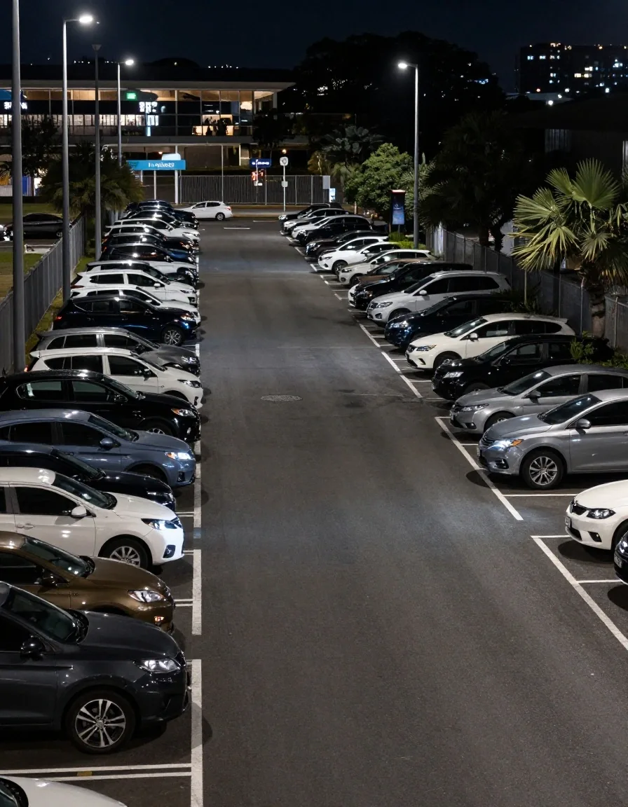 Off-site car park near Mascot at night