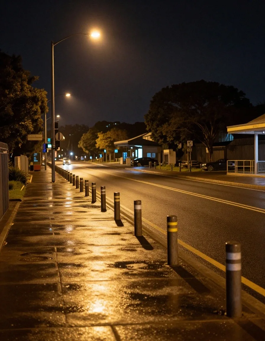 Parking payment machine at Sydney Airport under night lighting